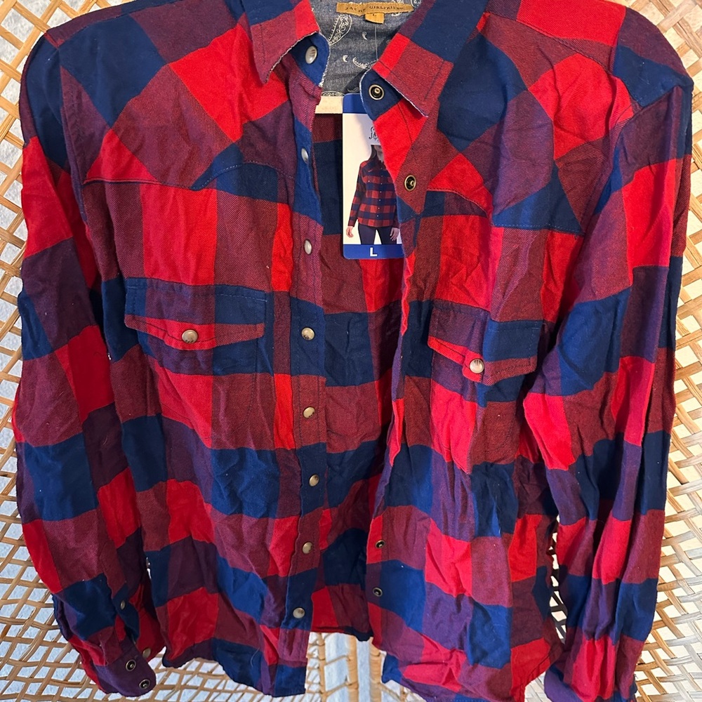 Jachs Girlfriend Red and Blue Paisley Flannel